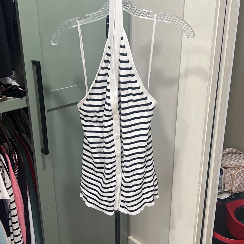 Abercrombie & Fitch Black and White Striped Tank Top
